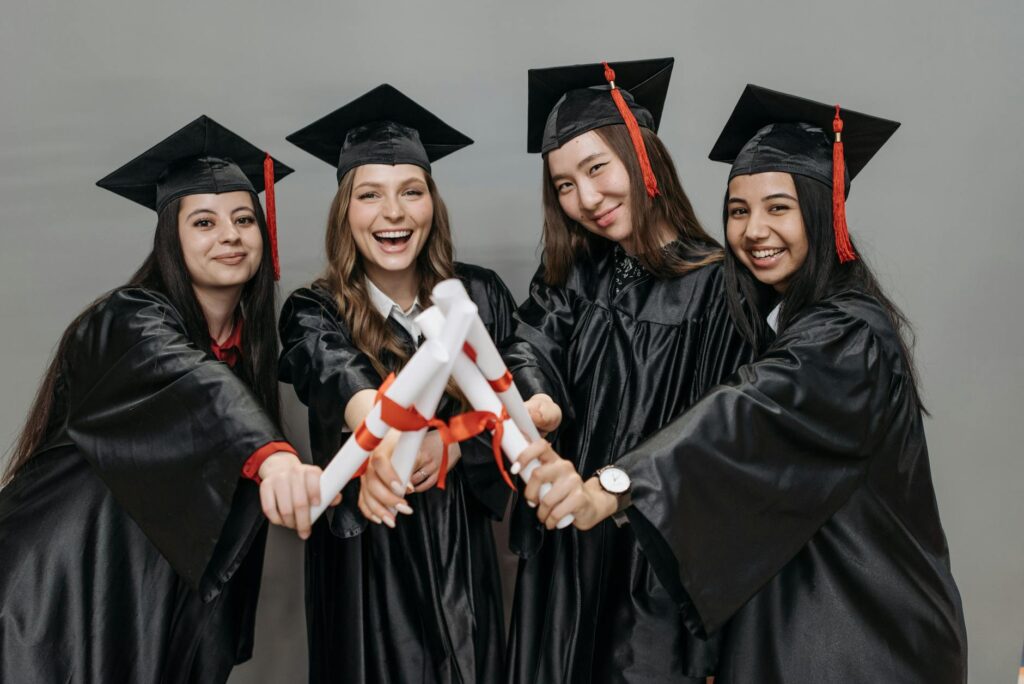 diverse group of undergraduate students celebrating scholarship award